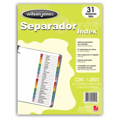Juego Separador Acco Índex 1-31