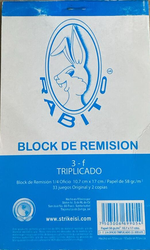 Block de Remisión 1/4 Triplicado